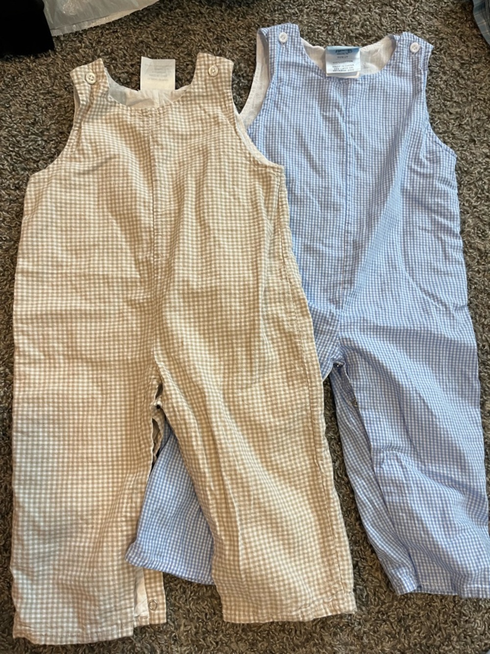 Classic whimsy 2t longall gingham blue tan long pants boys